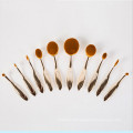 Rose Gold Private Label 10PCS Oval Tooth Makeup Brush Set